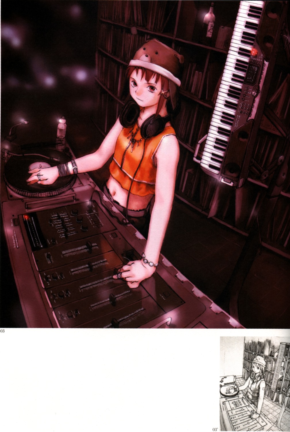 abe yoshitoshi serial experiments lain iwakura lain headphones 